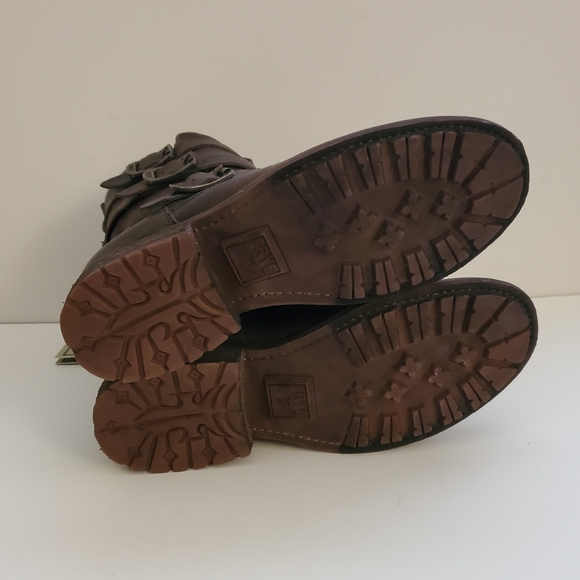 Frye Valerie Shearling Strappy Moto Boot 8 - Picture 6 of 8